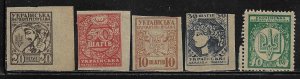 MNH Ukraine Europe Pictorial Issues Forgeries 1918-1923 Packet Set of 5 Stamps