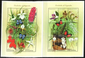 Uganda Stamp 1637-1638  - Orchids with couple butterflies