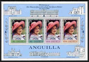 ANGUILLA - 1980 - Elizabeth, Queen Mother - Perf 4v Sheet - Mint Never Hinged