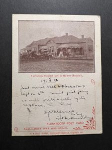 1902 British South Africa Postcard Cover APO Klerksdorp to Belfast England