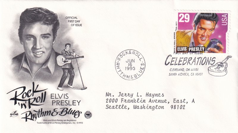 1993, Rock N Roll-Elvis Presley, Art Craft/PCS, FDC (E11286)