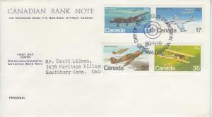 1980 Canada Military Aircraft (873-6) Canadian Bank Note FDC