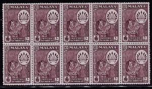 Malaya -Negri Sembilan # 69var Mint VF NH block of 10