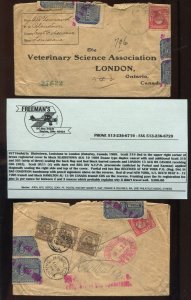 OX13 Post Office Seals Used on 1908 Registered Cover to Canada LV6745