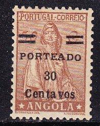Angola sc#J33 1948 30c surcharge MH