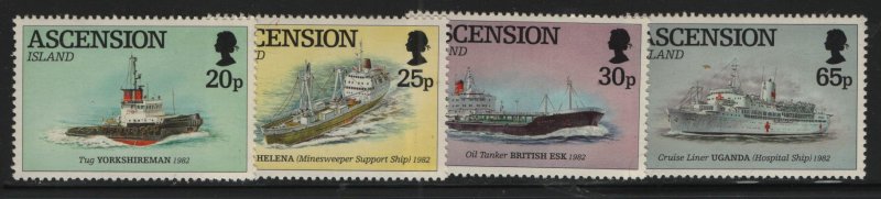 ASCENSION, (4) SET, 590-593, MNH, 1994, Ships serving during the Falkland war