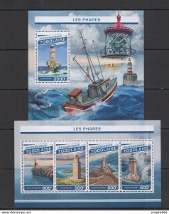 2016 Togo Marine Life Architecture Lighthouses Les Phares Kb+Bl ** Tg203