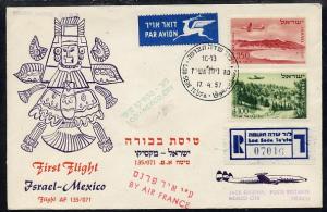 Israel 1957 Air France First flight reg illustrated cover...