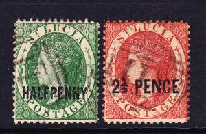 ST LUCIA 1881   QV OVPT SET 2 FU    SG 23/24