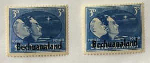 Bechuanaland 1945 Scott 102a & 102b MH - 3p, Hope, South African issues Ovpt