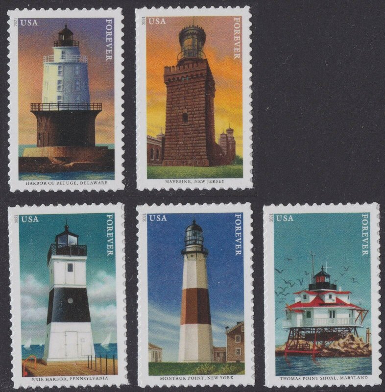 US 5621-5625 Mid-Atlantic Lighthouses F set 5 MNH 2021