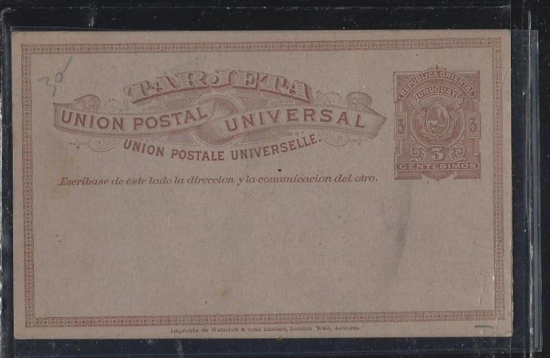 URUGUAY (P0105B)  1896 5C REPLY PSC TO GERMANY,  1/2 USED