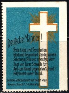 Vintage Germany Propaganda Poster Stamp German Morality Association White Cross