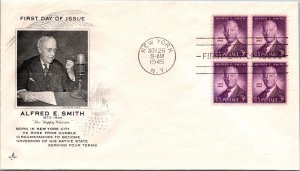 FDC 1945 SC #937 Artcraft Cachet - New York, Ny - Block Of 4 - J1637