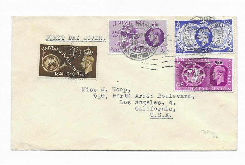 GB 276-79  1949 1st day UPU  set 4