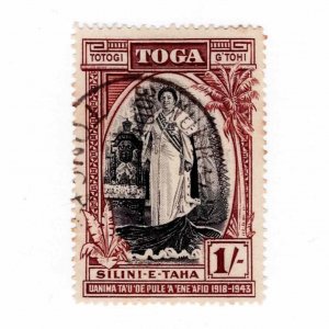 Tonga 1944 Sc 86 Single Stamp Used LH Toga 25th Anniv of Queen Salote Coronation