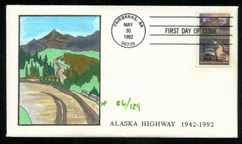 US 2635 Alaska Highway, 50th anniv. UA Neal Faircloth limited HP cachet FDC