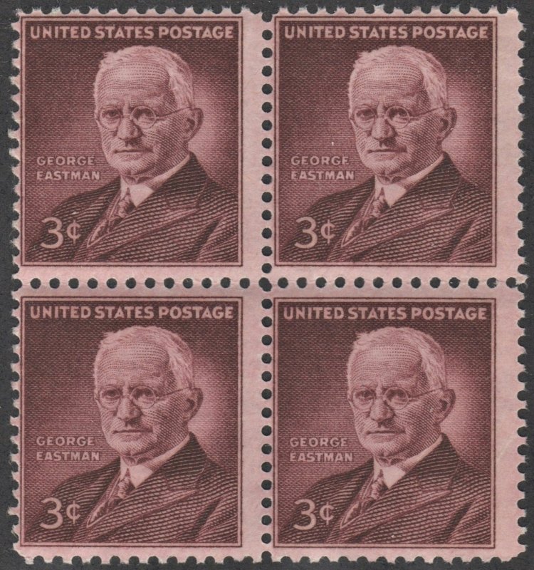 SC#1062 3¢ George Eastman Block of Four (1954) MNH