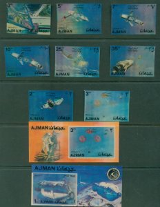 Ajman 1972 Mi#1443-1450 Apollo 11 Space Mission, 3d plastic coated +2xMS MLH