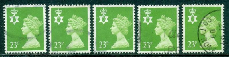 GREAT BRITAIN N. IRELAND SG-NI56, SCOTT # NIMH-43, USED, 5 STAMPS, GREAT PRICE!