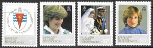 Falkland Islands Dependencies Scott 1L72-1L75 MNH Princess Diana Set of 1982