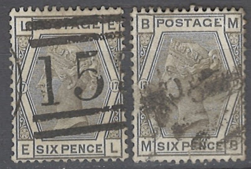 COLLECTION LOT # 2223 GREAT BRITAIN #62p17 x 2 (BOTH MINOR FAULT) 1873 CV=$330