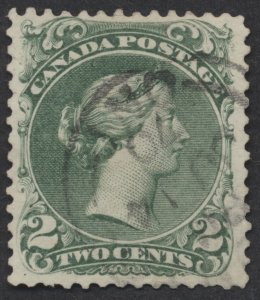 Canada #24 2c  Large Queen VF Centered Dated Cancel JU 14 70 Light Crease