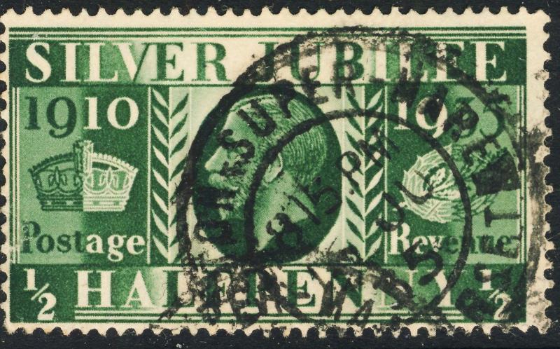 GB 1935  WESTON-SUPER-MARE / DORSET  ds on KGV Jubilee SG453 1/2d green