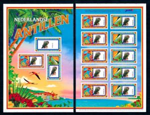 [95209] Netherlands Antilles 2004 Birds Cruise ship stamps Sheet in 2 Parts MNH