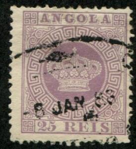 Angola SC# 12 Portuguese Crown, 25r, canceled