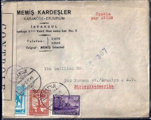 TURKEY 1945 WAR TIME US CENSOR COVER ISTANBUL TO NEW YORK