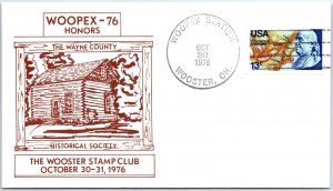 U.S. SPECIAL EVENT POSTMARK COVER THE WAYNE COUNTY HISTORICAL SOCIETY WOOPEX '76