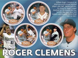 Stamps.Sports.Baseball Roger Clemens 2023 year 1+1 sheets perforated Guyana NEW