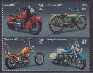 US 4085-4088 4088a American Motorcycles 39c block 4 MNH 2006