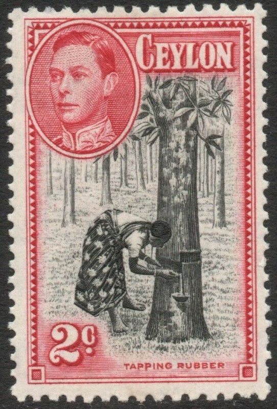 CEYLON-1938 2c Black & Carmine Perf 11½ x 13 Sg 386 MOUNTED MINT V45920