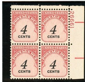 US  J92  Postage Due 4c - Plate Block of 4 - MNH - 1959 - 26661 UR