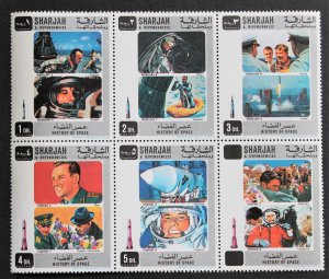 SHARJAH 1970 HISTORY OF SPACE SHEET OF 6 STAMPS MNH