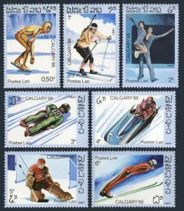 Laos 758-764,765,MNH.Michel 965-971,Bl.114. Olympics Calgary-1988.Slalom.