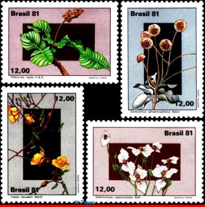 1760-63 BRAZIL 1981 FLOWERS OF THE CENTRAL PLATEAU, PLANTS, MI# 1846-49, SET MNH