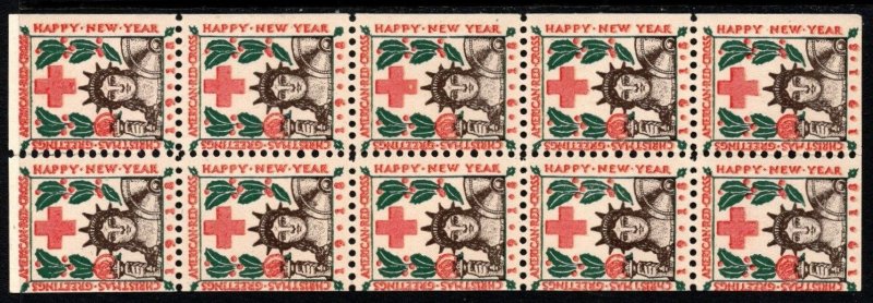 1918 US Christmas Seal Scott #- WX21 Booklet Pane of 10 Unused No Gum