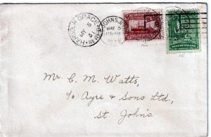 NEWFOUNDLAND 2cts & 4cts ON COVER HARBOUR GRACE/ST JOHNS TO ST JOHNS LOCAL COVER