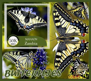 Stamps. Butterflies 2021 year 6 sheets perf Zambia