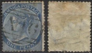 Jamaica Sc. #1 (used) 1p Victoria, blue (1860)