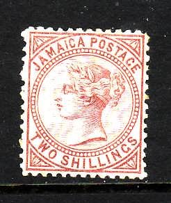 Jamaica-Sc#14-Unused hinged Queen Victoria-2sh red brown-1875-