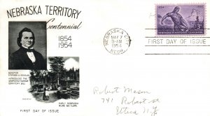 SCOTT 1060 NEBRASKA TERRITORY ON EARLY FLEETWOOD CACHET PENCIL ADDRESS 1954