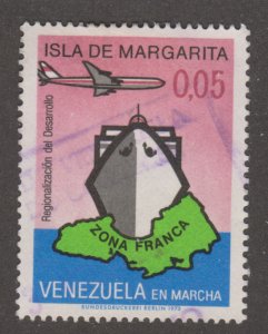 Venezuela 1041 Plane, Ship, Margarita Island 1973