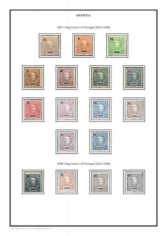 Portugal Horta 1892-1905 PDF(DIGITAL) STAMP ALBUM PAGES 