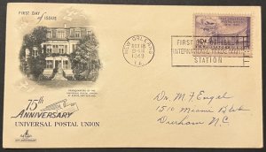 UNIVERSAL POSTAL UNION #C42 NOV 18 1949 NEW ORLEANS LA FIRST DAY COVER (FDC) BX6