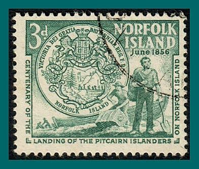 Norfolk Island 1956 Landing of Pitcairners, 3d used  #19,SG19