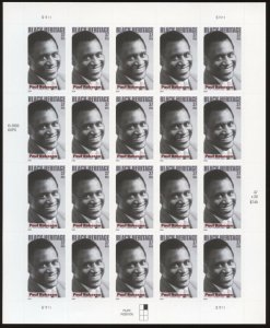 US 3834 - MNH Pane of 20 - 37¢ stamps.. Black Heritage Series. Paul Robeson